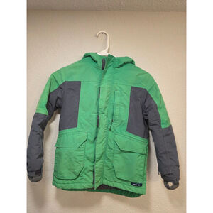 Kids Green Lands' End Winter Coat & Bib Overalls Snow Pants Ski Suit Size S (8)
